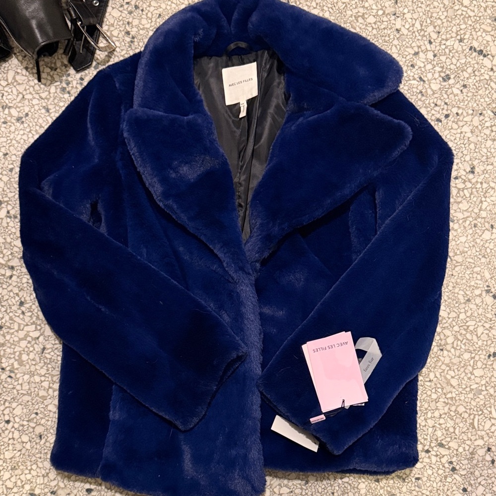 Avec Les Filles Navy Teddy Jacket
